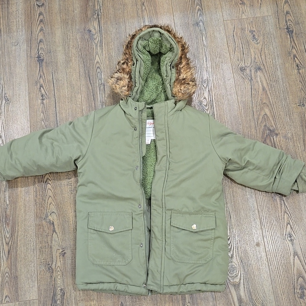 Cat & Jack | Olive Green Hooded Coat Size Small